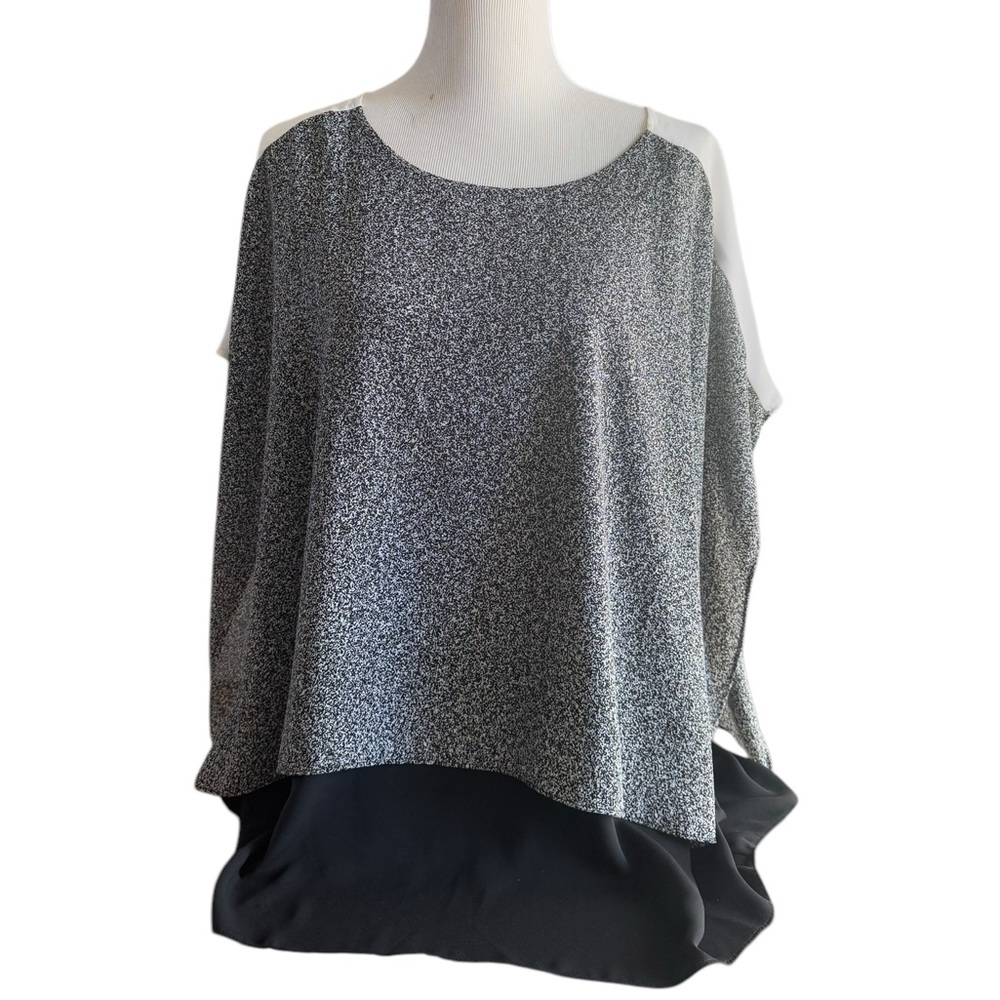🌼5 For $25🌼 Alfani Woman Plus Size Black White Poncho Layered Top Size 18W